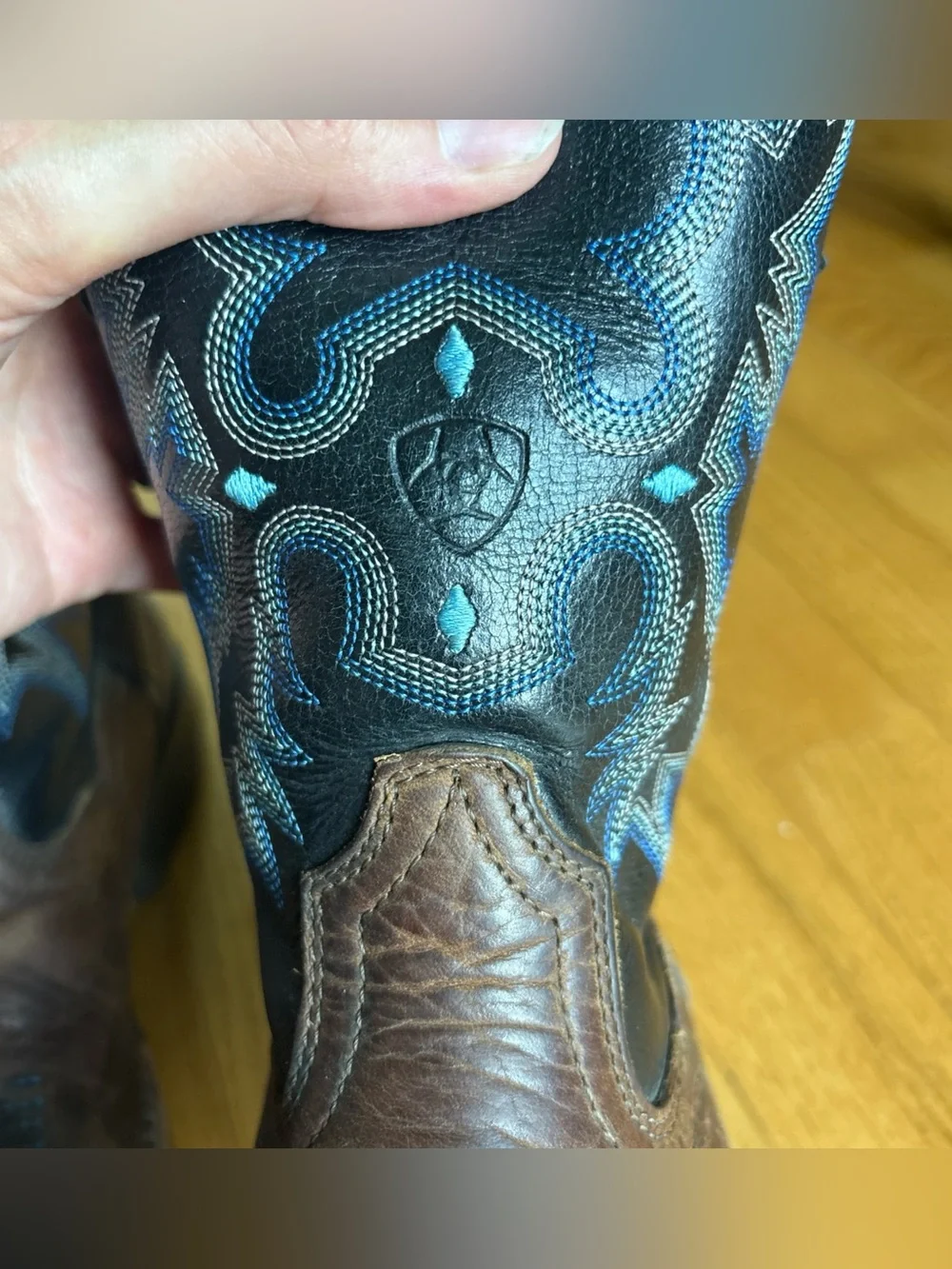 Ariat Tombstone Western Boots Cowboy Big Kid Earth Black Brown Blue Size 5 Youth